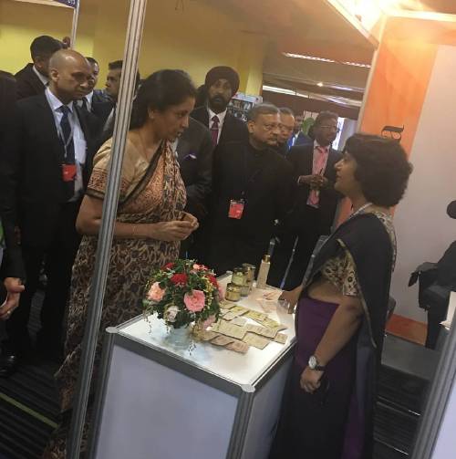 Nirmala Sitharam , Finance Minister discussing vedantika products with Leena Tated